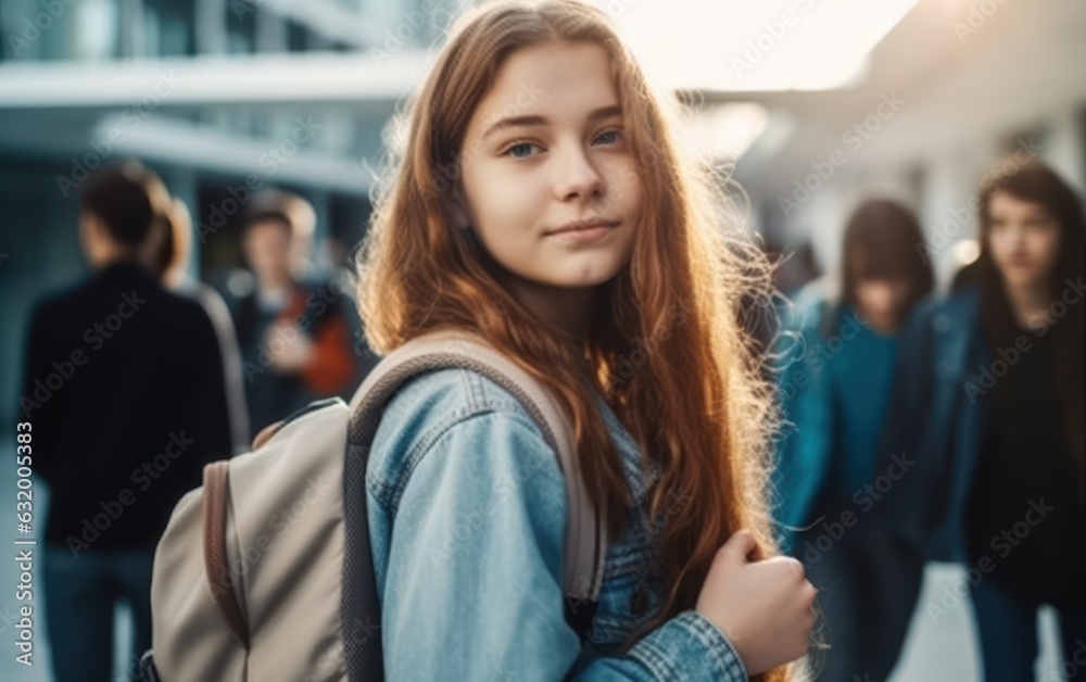 Female student going for class in high school