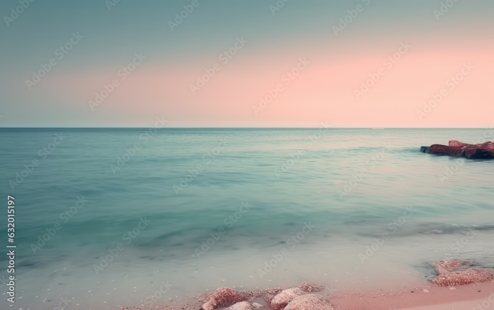 sea landscape unfocused horizon, pastel pink tint