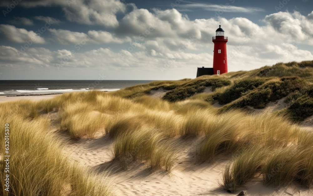 Red lighthouse near the North Sea coast, Sylt