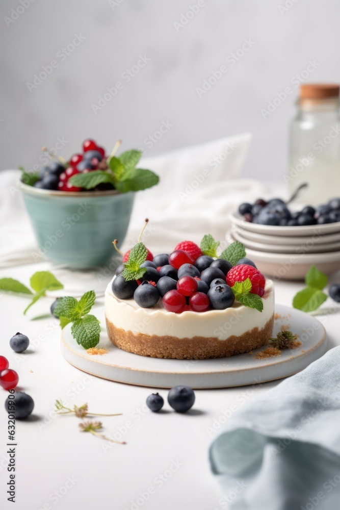 Cheesecake, White kitchen. Bright and airy. Food photography