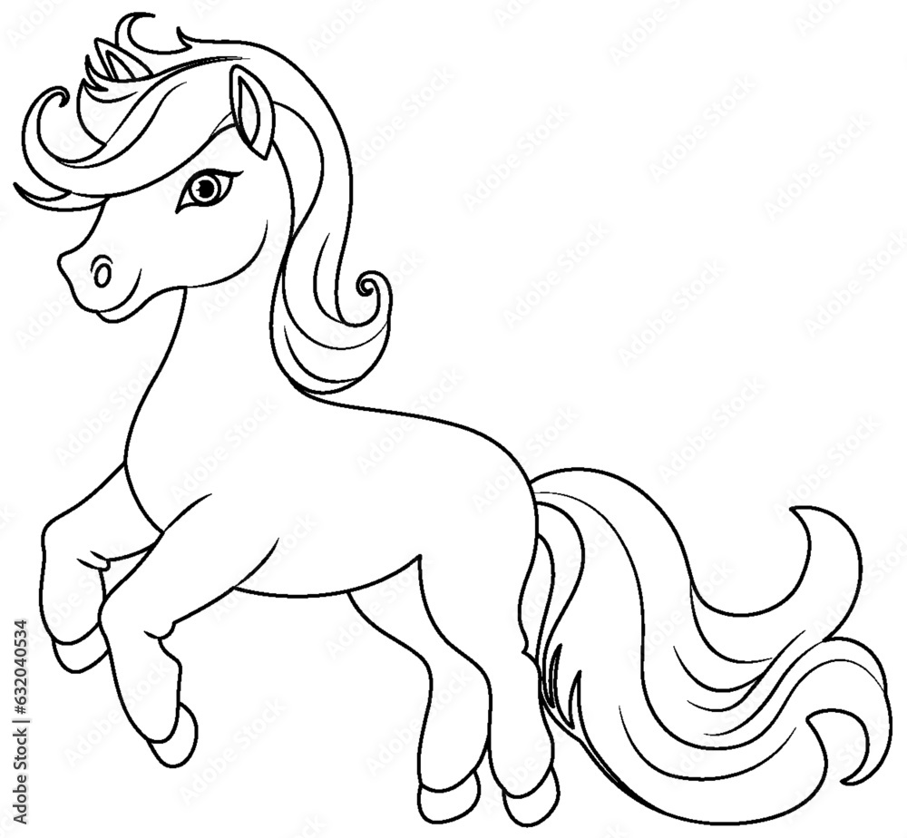 Coloring Page of a Cute Unicorn