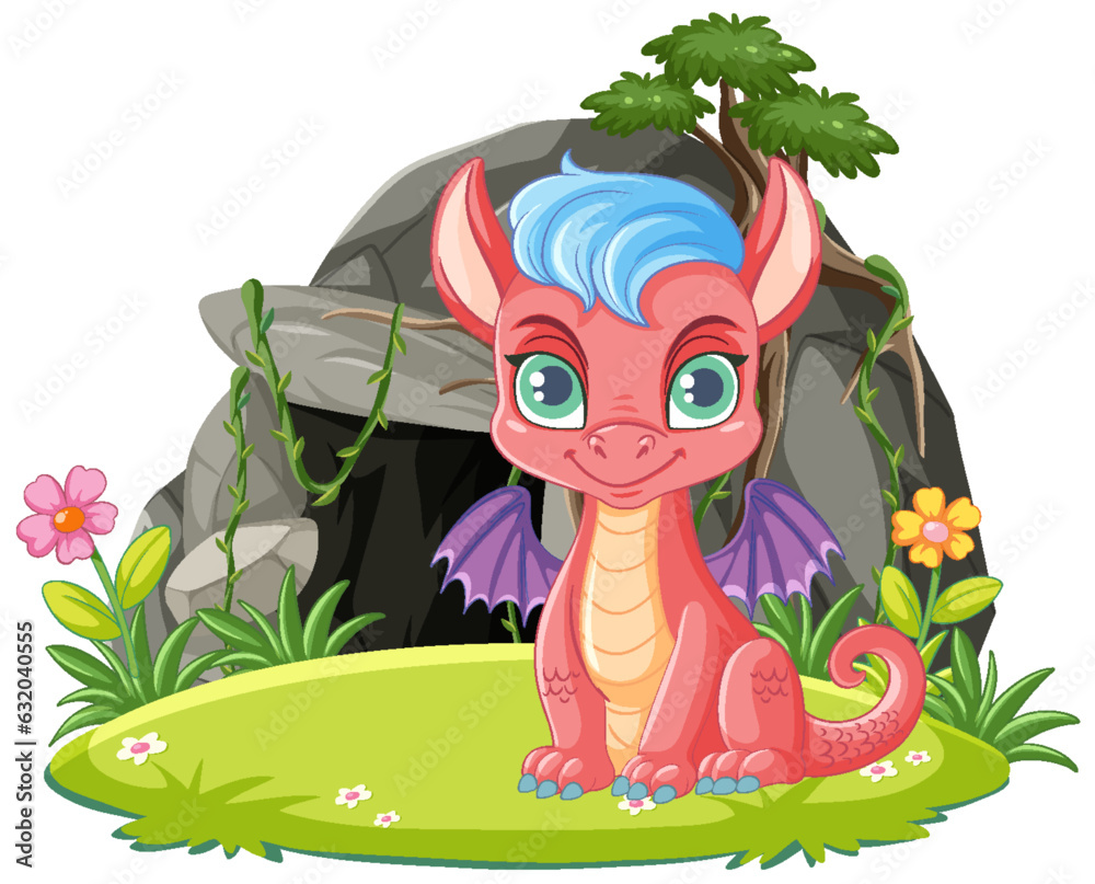 Adorable Baby Dragon in Cave