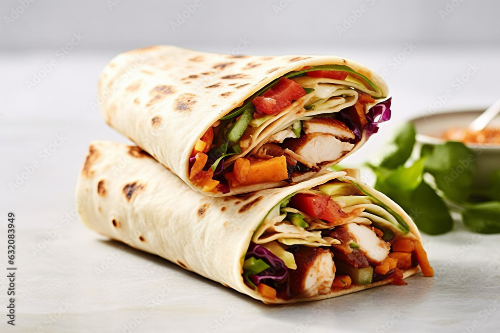 Vegan vegetable wraps, ready to eat, close up