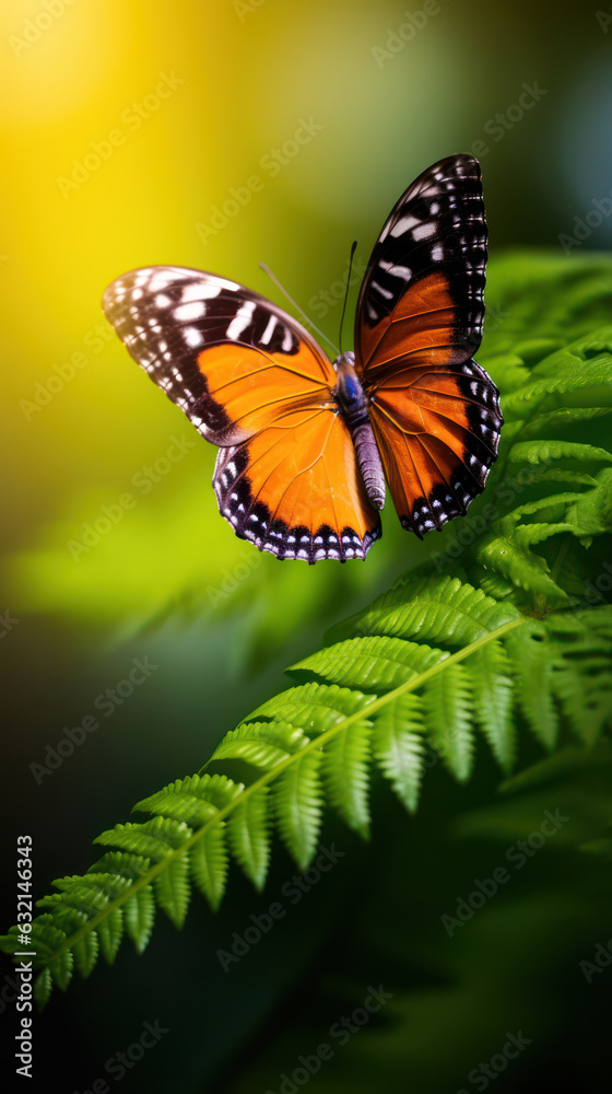 Close up beautiful butterfly on leaf.