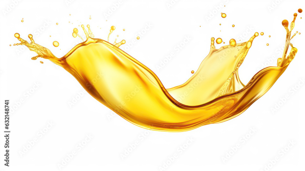 Cooking oil splashing with oil drop isolated on white background