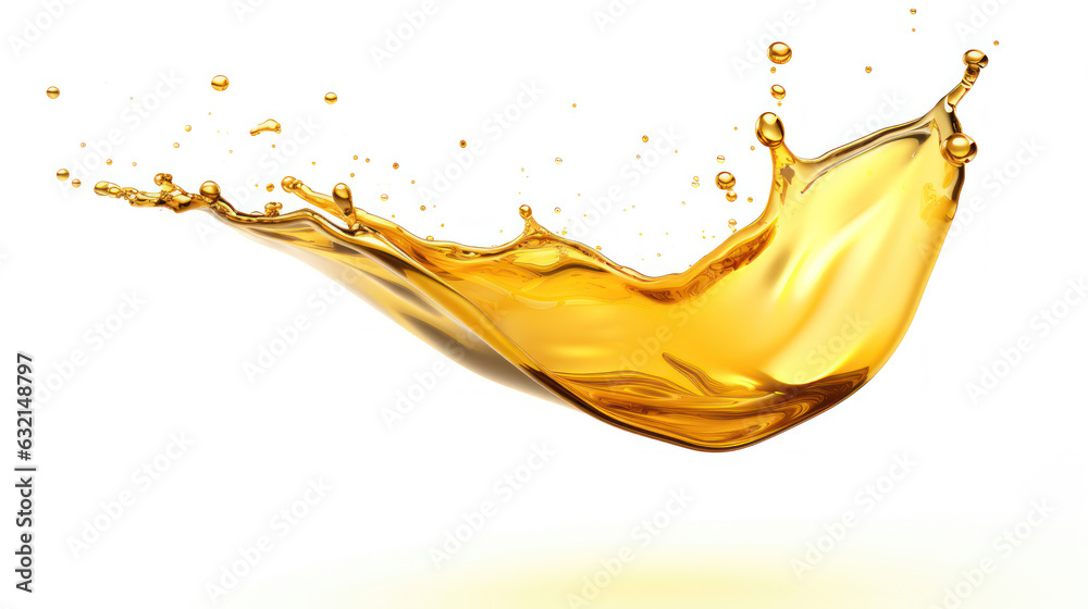 Cooking oil splashing with oil drop isolated on white background