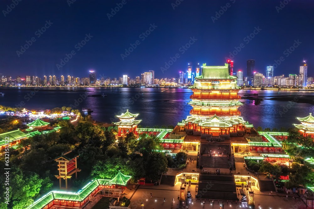 Ancient architectural night scenes in the Tengwang Pavilion, Nanchang, China