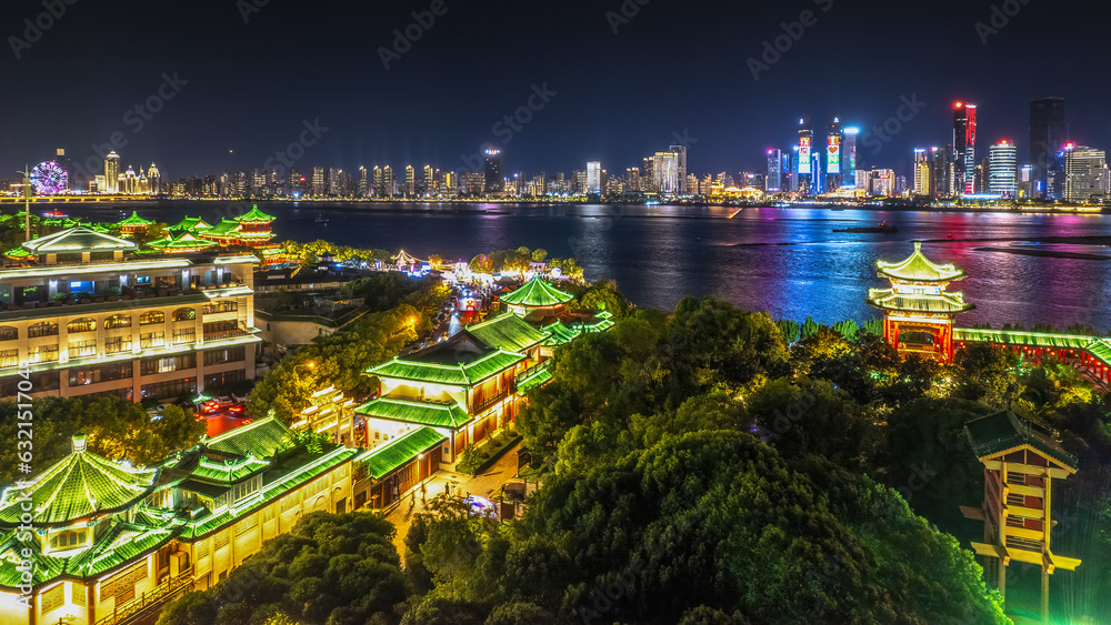 Ancient architectural night scenes in the Tengwang Pavilion, Nanchang, China