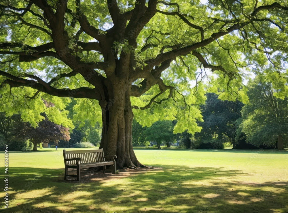 Bench under a tree in sydney park