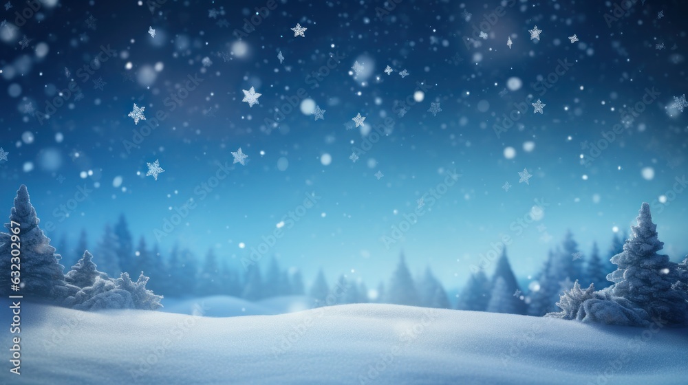 Blue Christmas background with snowflakes