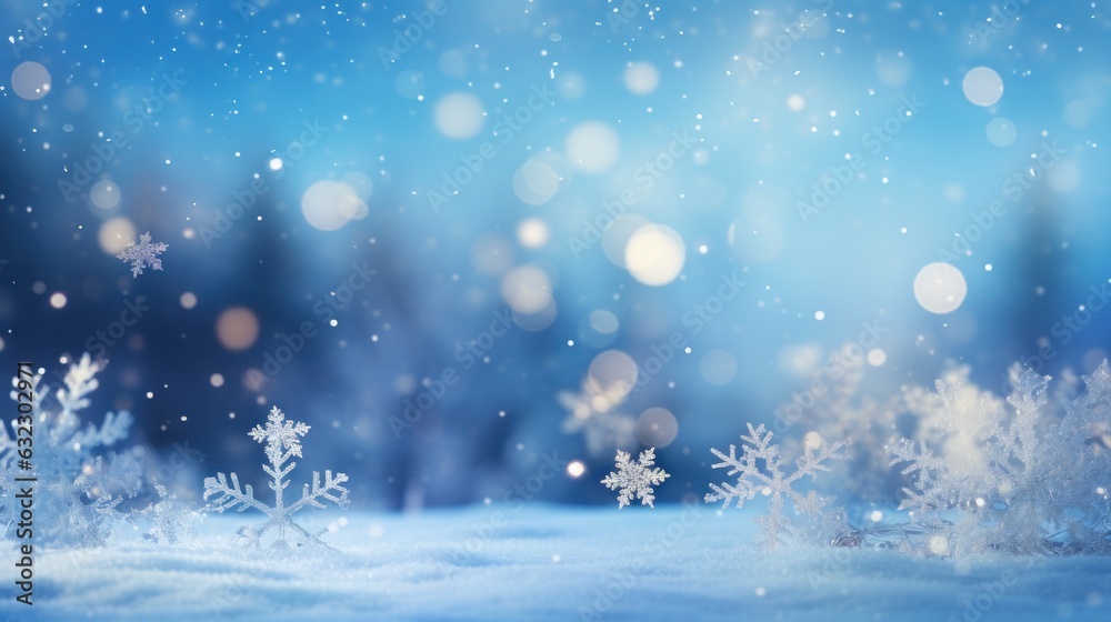 Blue Christmas background with snowflakes