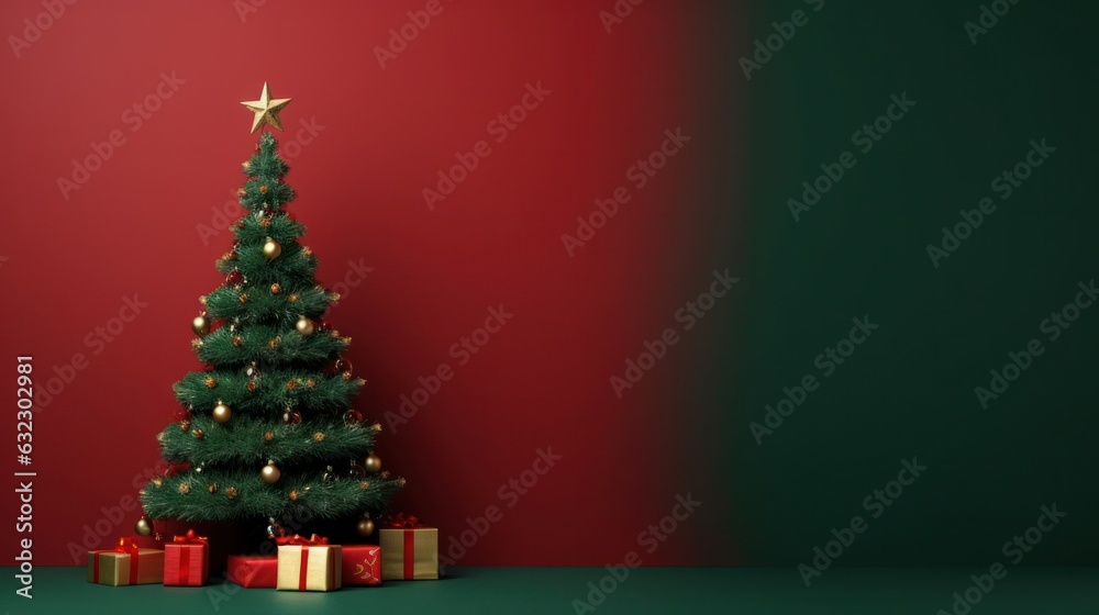 Minimalist background with Christmas tree