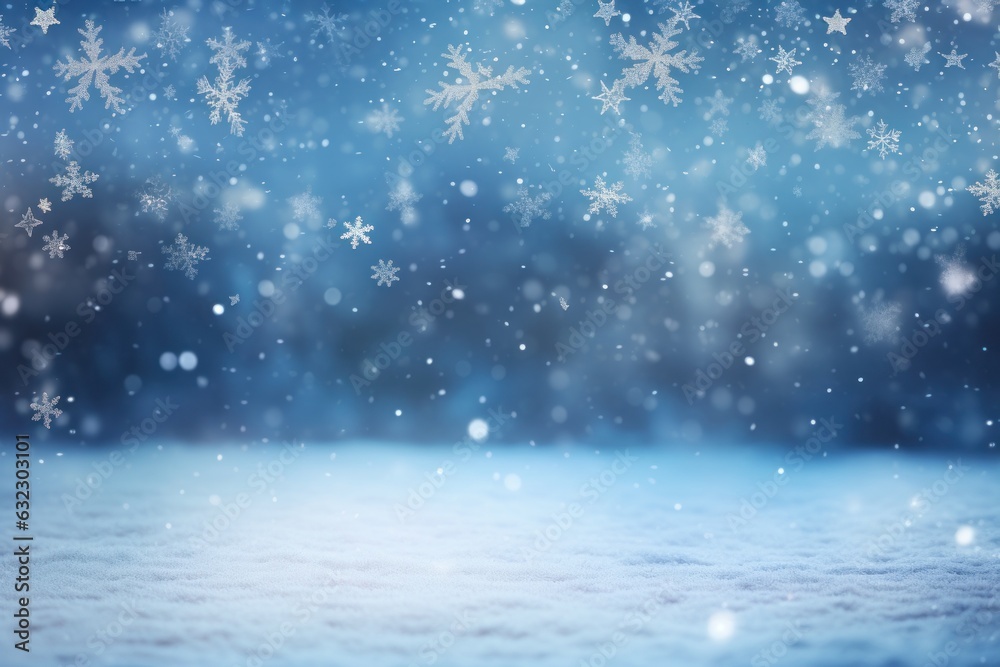 Blue Christmas background with snowflakes