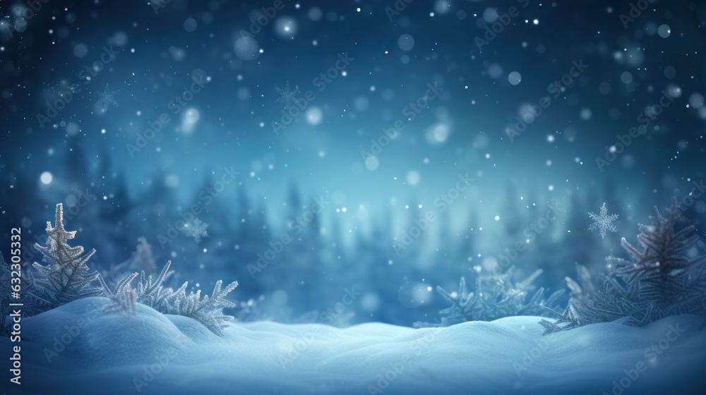 Blue Christmas background with snowflakes