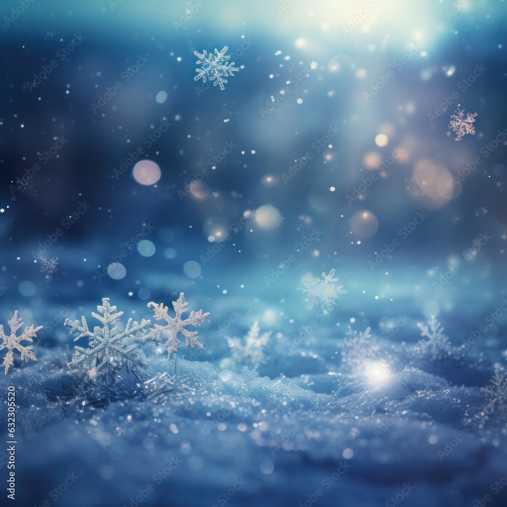 Blue Christmas background with snowflakes