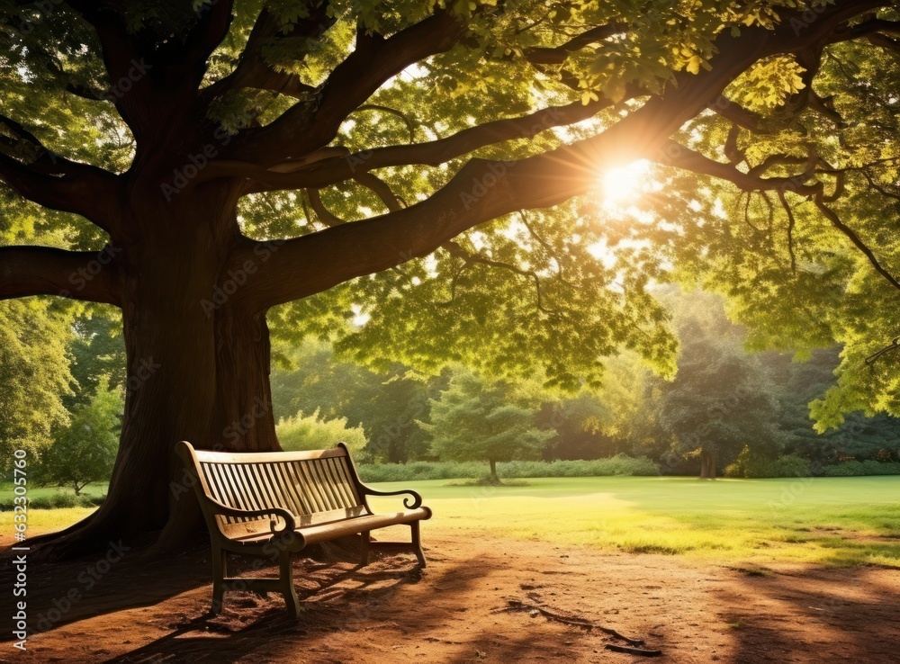 Bench under a tree in sydney park