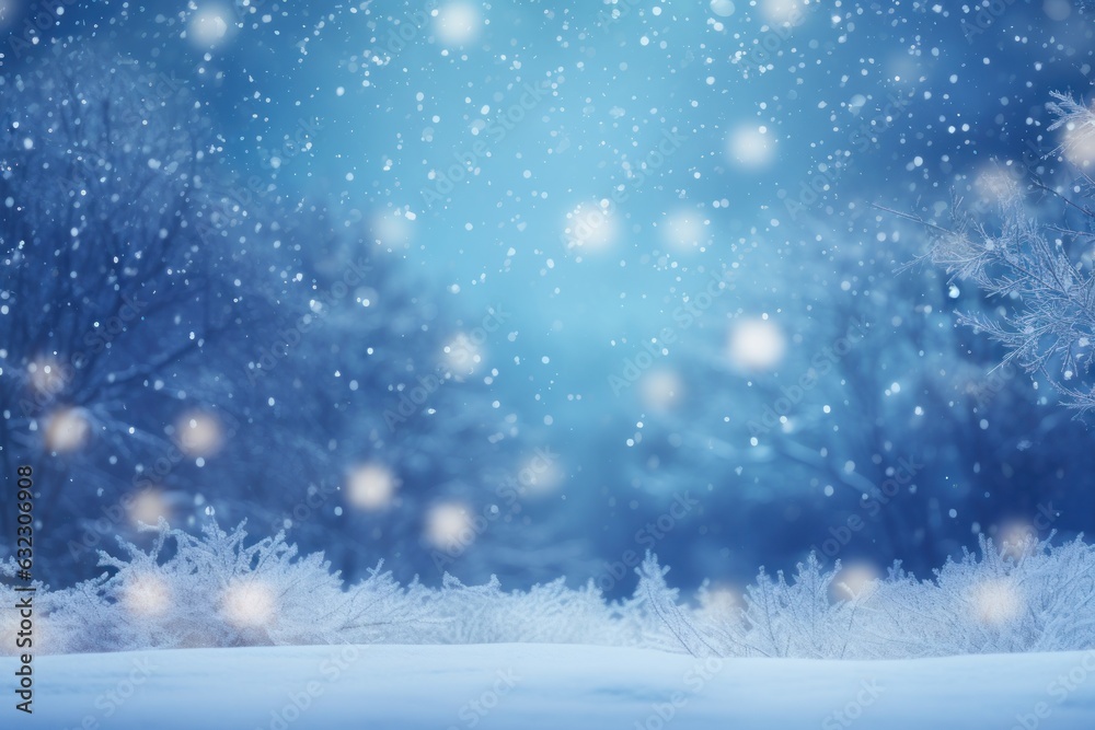 Blue Christmas background with snowflakes