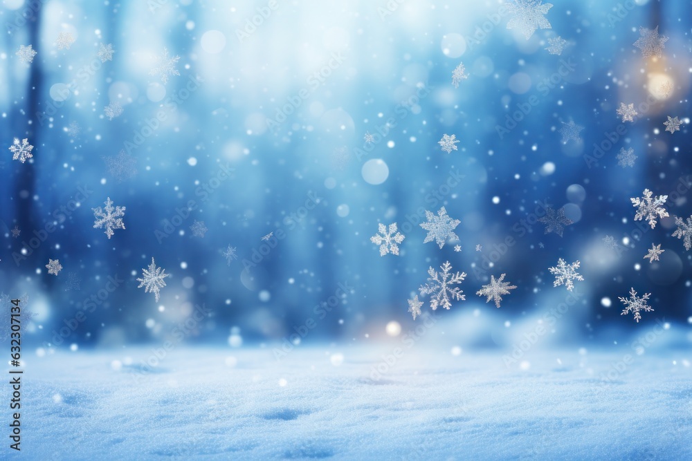 Blue Christmas background with snowflakes