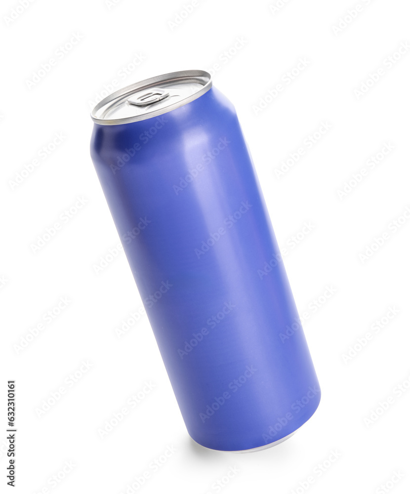 Lilac can of fresh soda isolated on white background