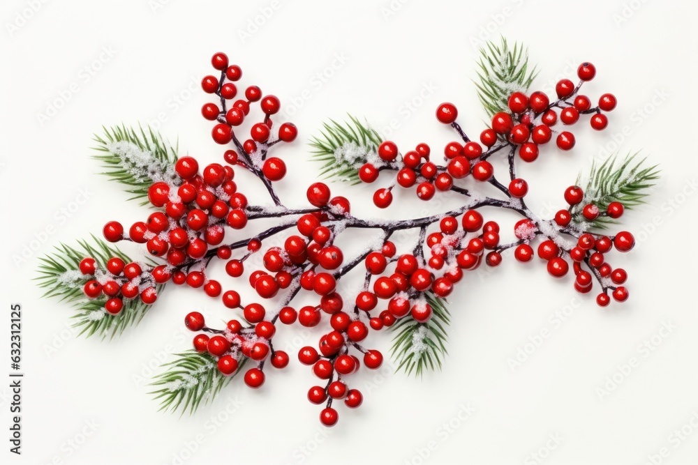 Pine branch with berries isolated