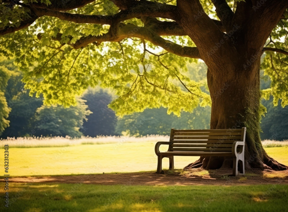 Bench under a tree in sydney park