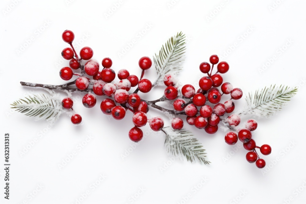 Pine branch with berries isolated