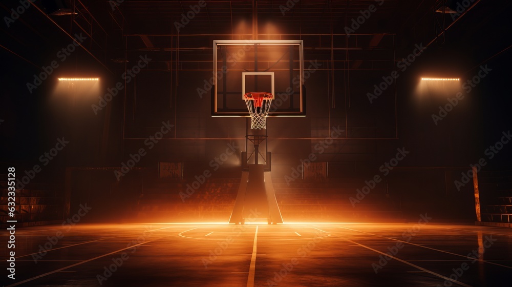 Basketball court with lights