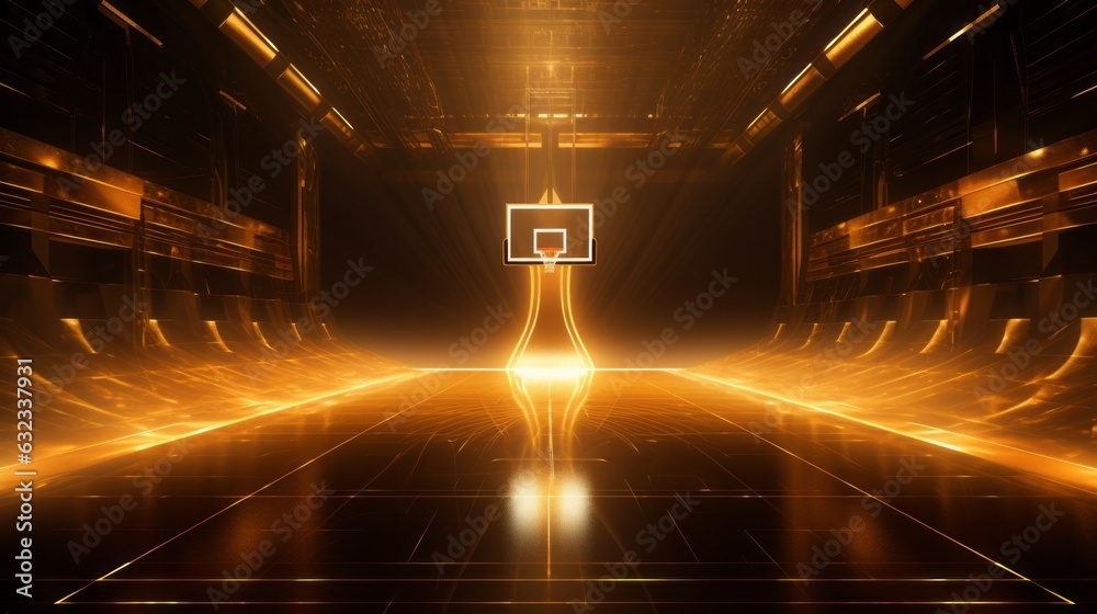 Basketball court with lights