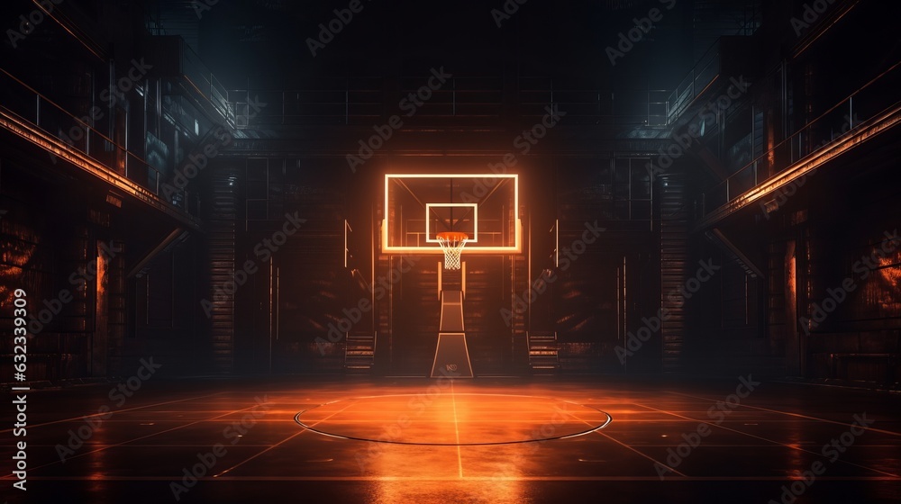 Basketball court with lights