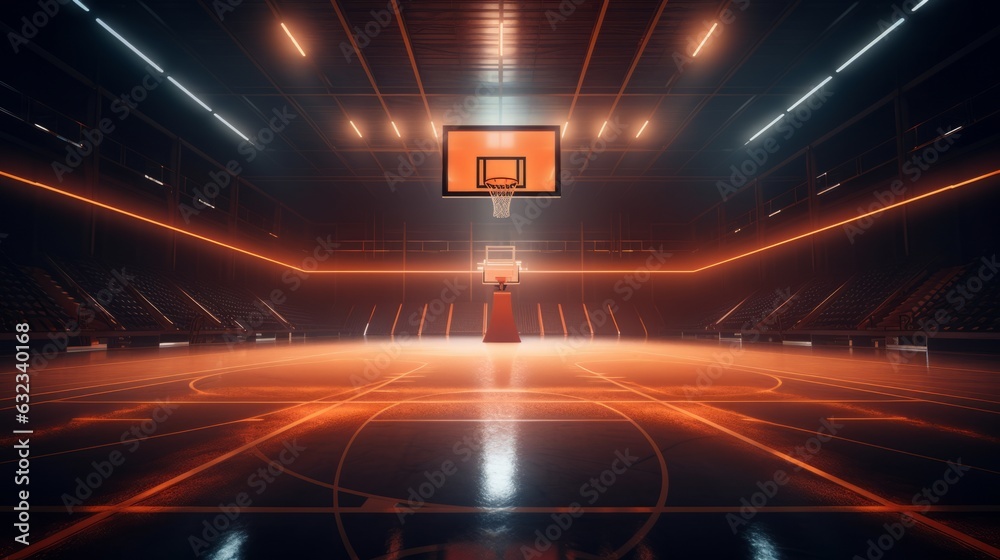 Basketball court with lights