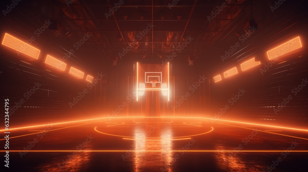 Basketball court with lights