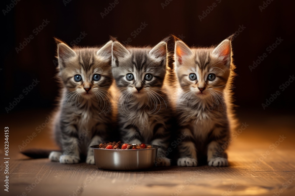 Cute kitten with food