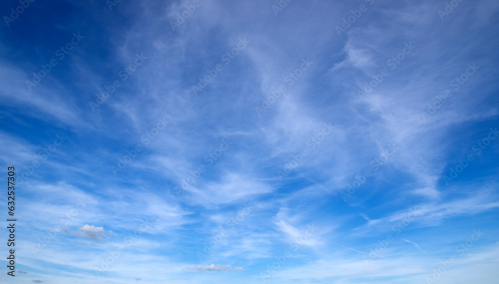 White fluffy clouds in the sky.