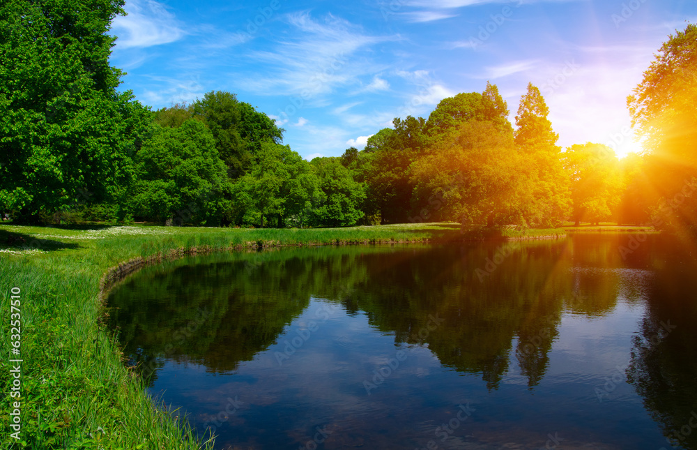 Lake in city park