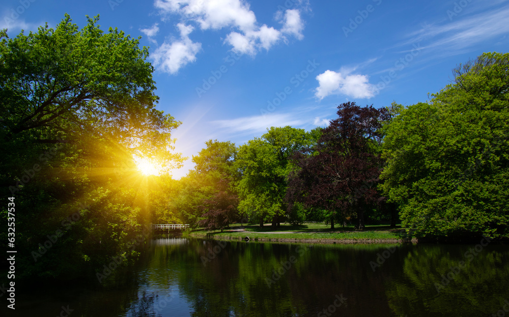 Lake in city park