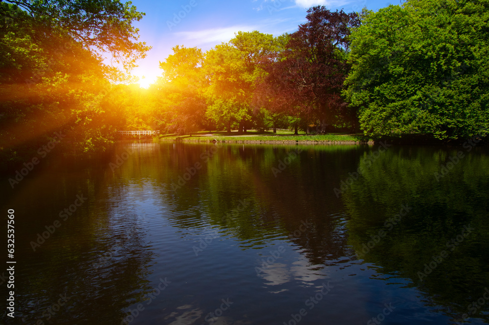 Lake in city park