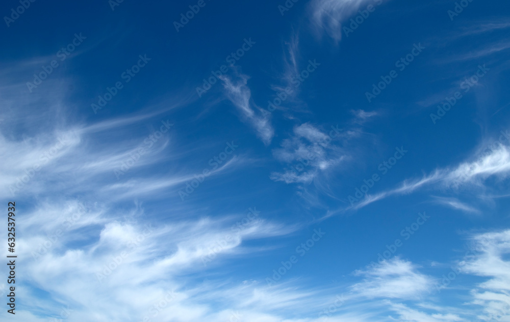 White fluffy clouds in the sky.