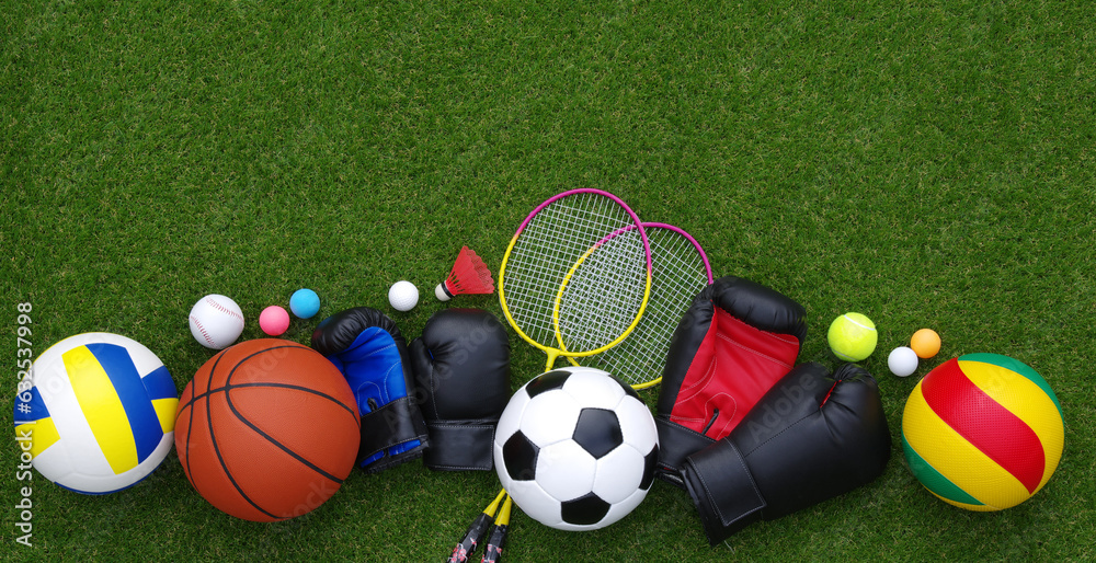 sport equipment on green grass