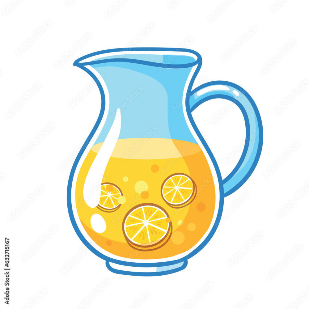 Orange juice in a decanter. Vector illustration with fruit juice.