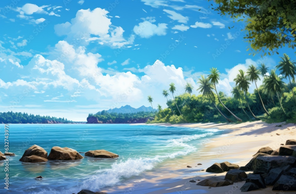 Tropical island beach wallpaper