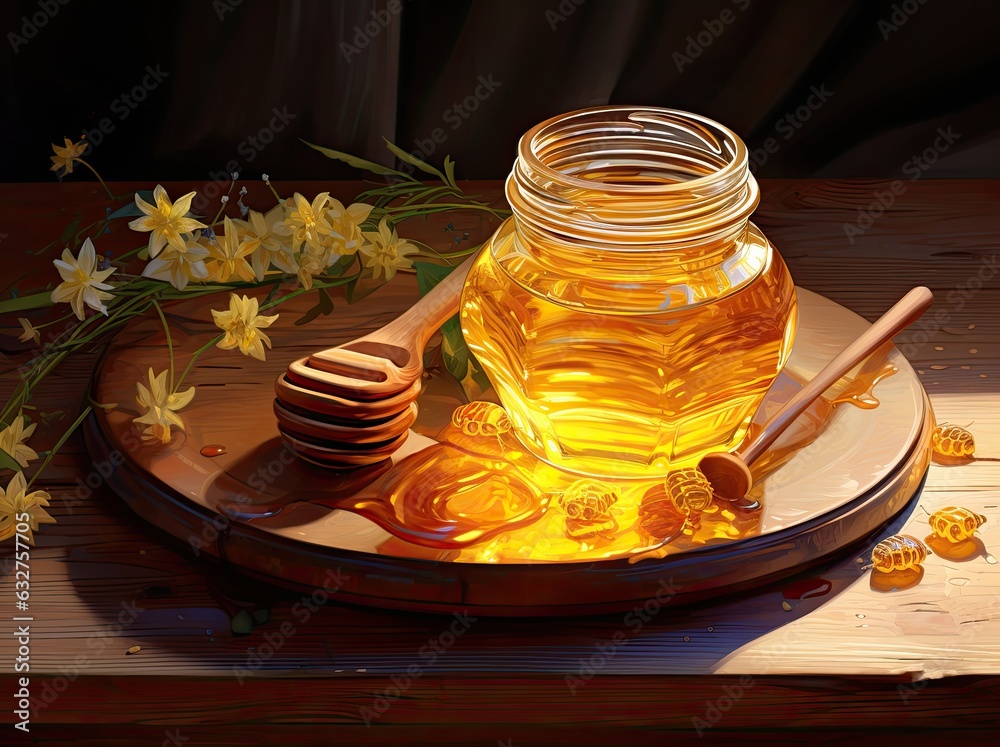 Jar with sweet honey