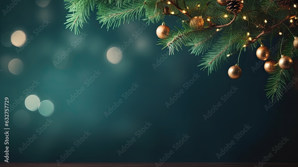 Christmas green background with fir branches