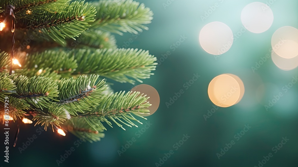 Christmas green background with fir branches