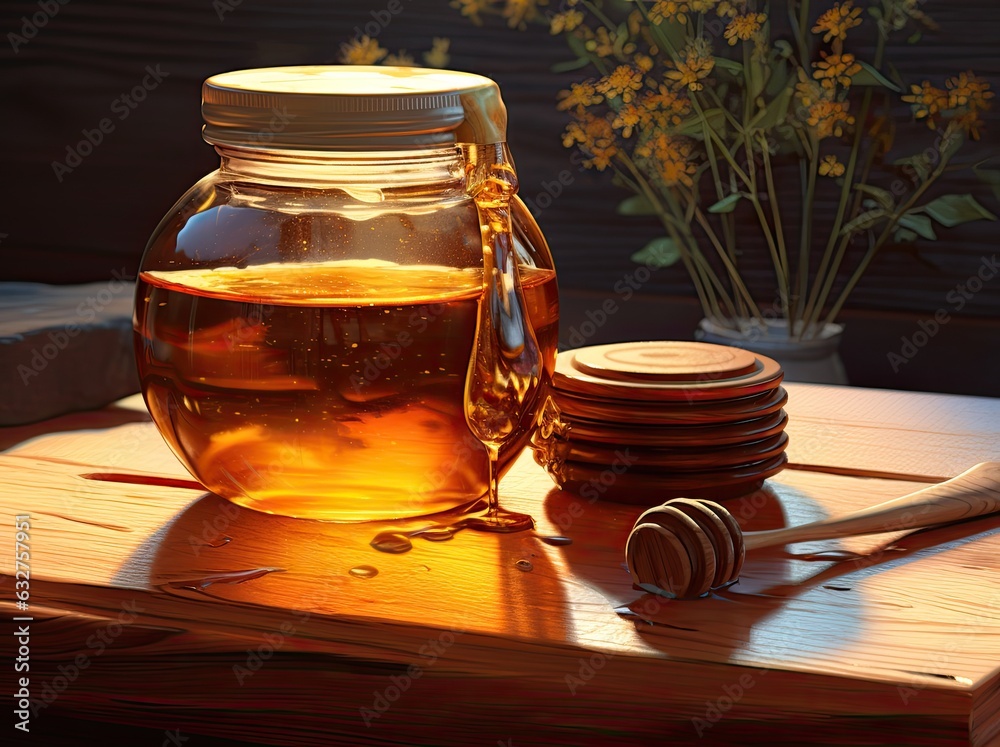 Jar with sweet honey