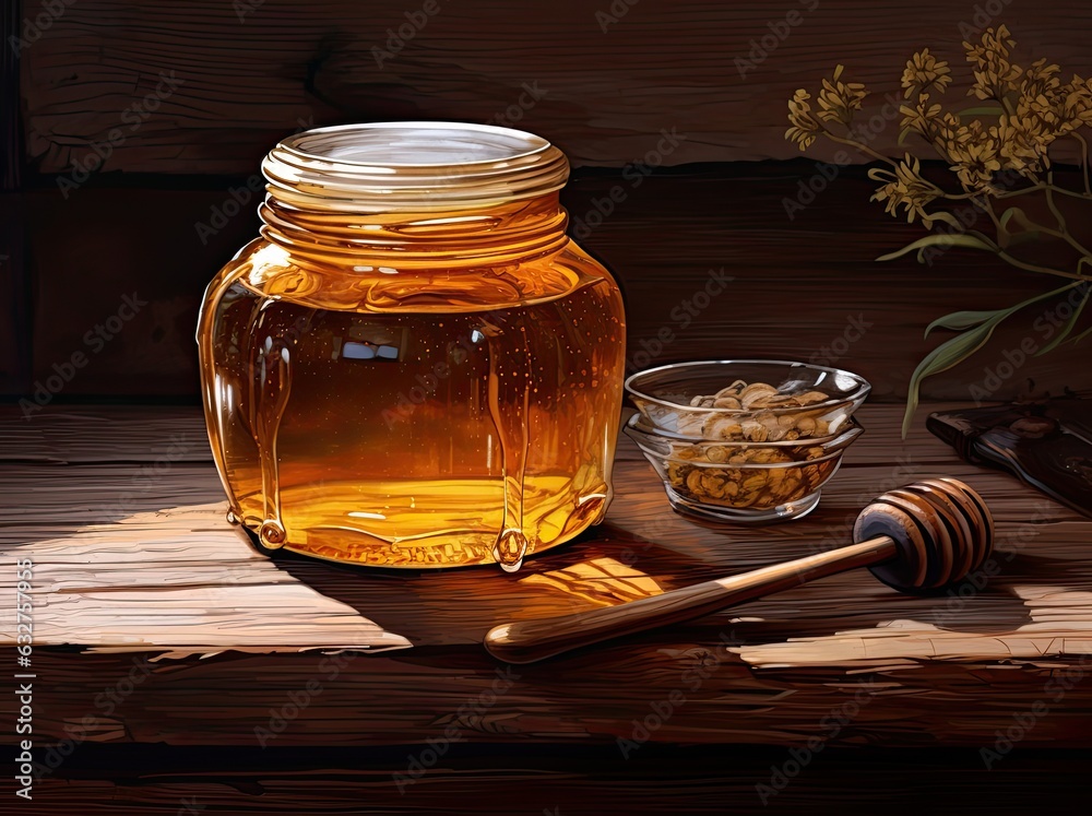 Jar with sweet honey