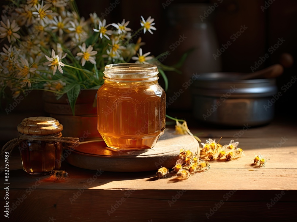 Jar with sweet honey