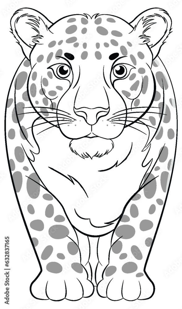 Outline Cartoon Tiger for Colouring