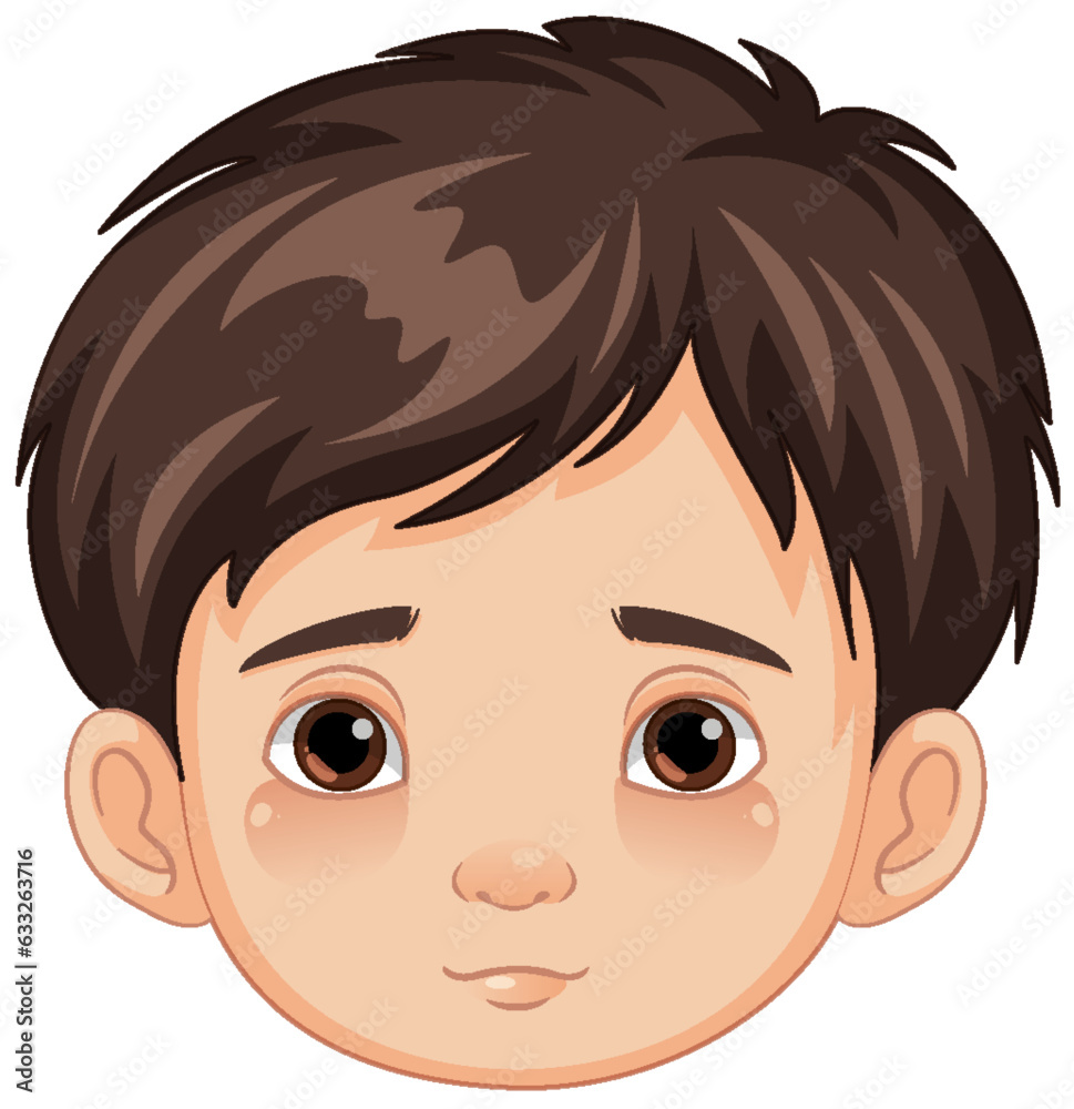 Cartoon Boy with Neutral Expression