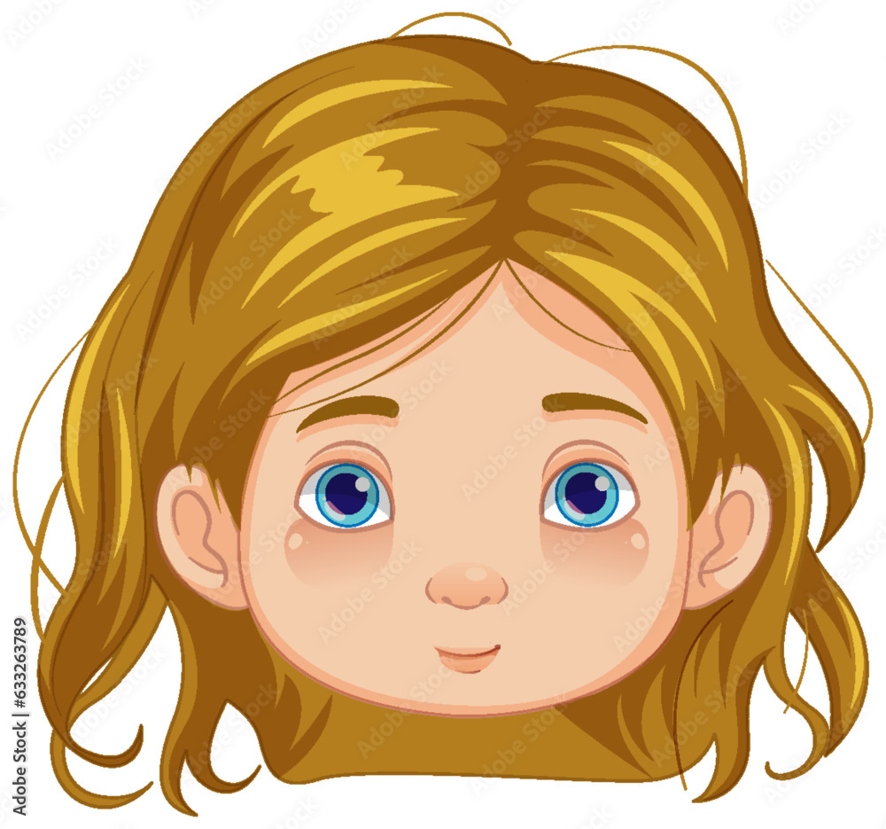 Cute Girl with Blond Hair Cartoon