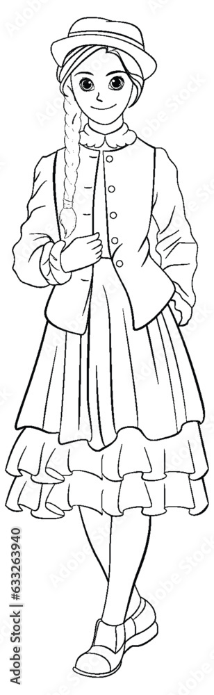 Outline of Woman in Vintage Outfit